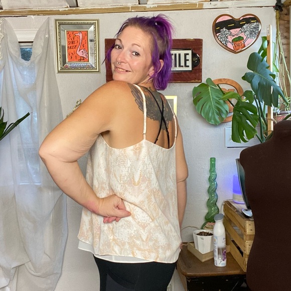 Rachel Zoe Neutral Snake Python Print Strappy Flowy Tank Top Size Medium - Picture 3 of 15